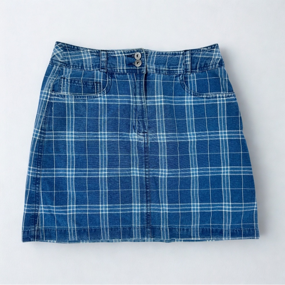 Vintage Plaid Blue Mini Skirt